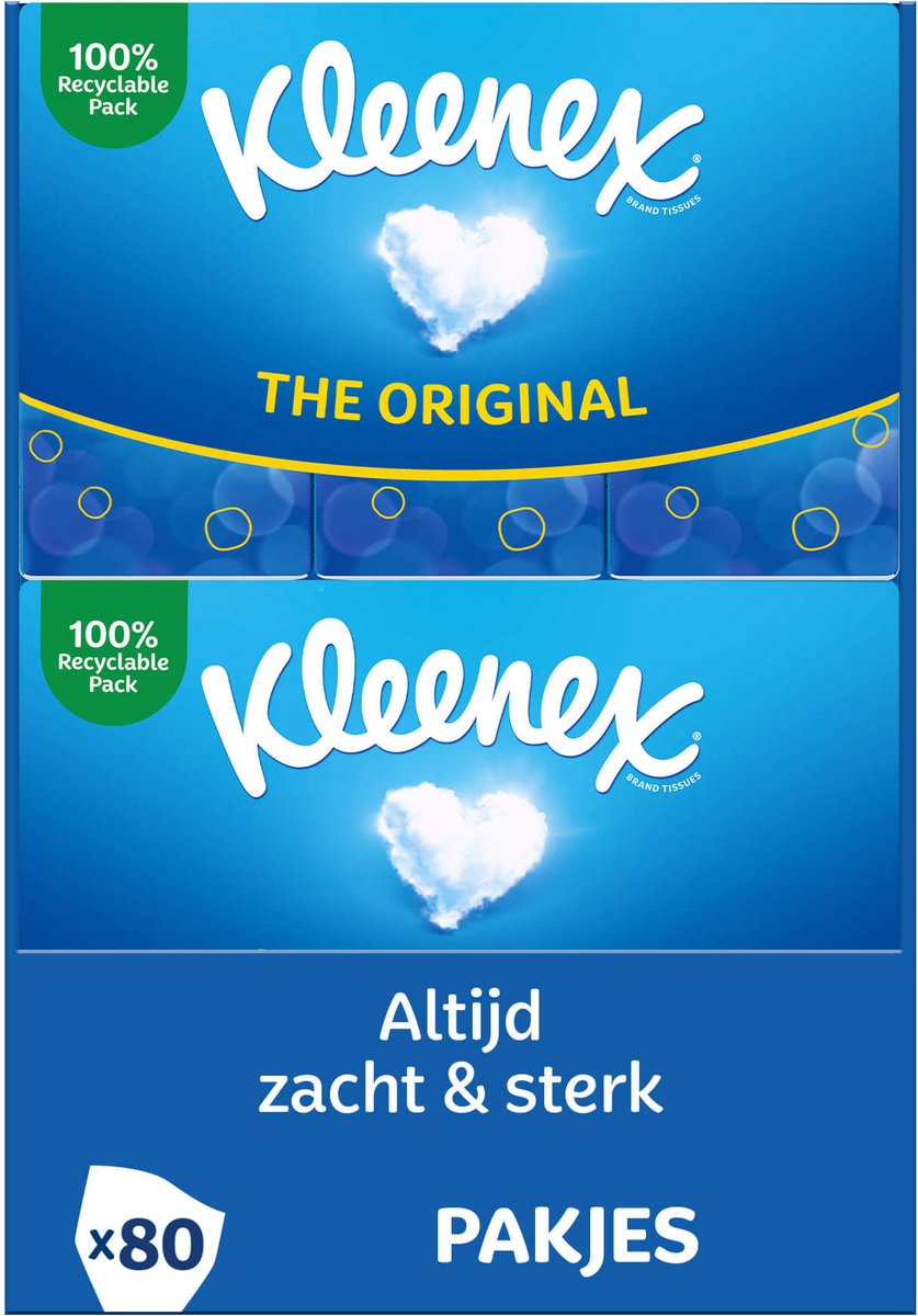 Kleenex-Taschentücher – Original – Vorteilsbox – 8 Packungen x 10 Stück – 80 Taschentücher