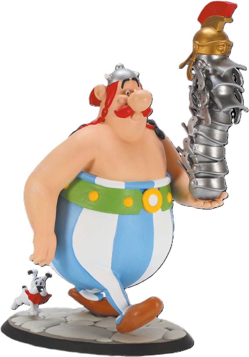 Plastoy Asterix-Statue, Obelix-Stapel von Helmen und Dogmatix-Statue, 21 cm