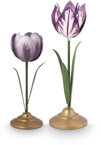 Pip Studio – Tulpenkerzenhalter – Wohnaccessoires – lila Kerzenhalter – 21 cm – Set mit 2 Kerzenhaltern