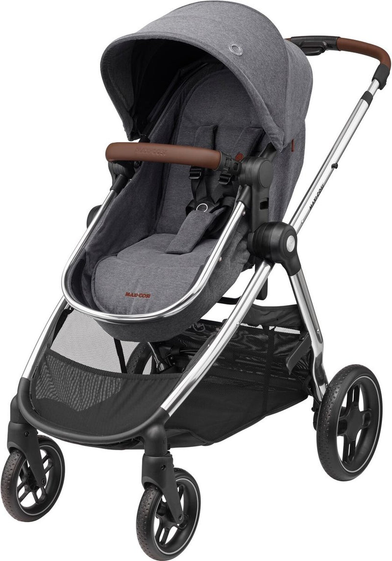 Maxi-Cosi Zelia³ Luxus-2-in-1-Kinderwagen – wendbarer Sitz – einhändig klappbar – Twillic-Grau – von der Geburt bis ca. 4 Jahre
