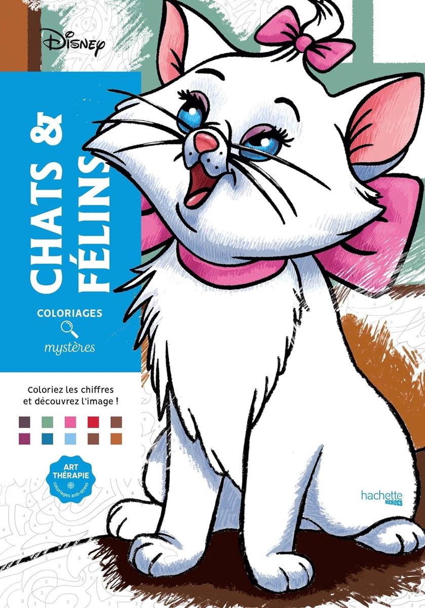 Hachette Helden Disney Coloriages Mystères Chats Félins – Malbuch für Erwachsene