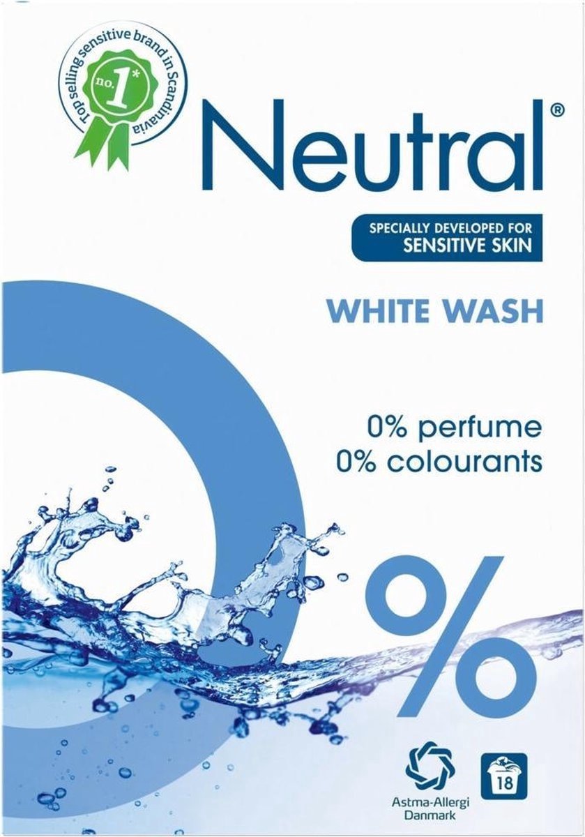 Neutralweiß, parfümfrei – 18 Wäschen – Waschpulver