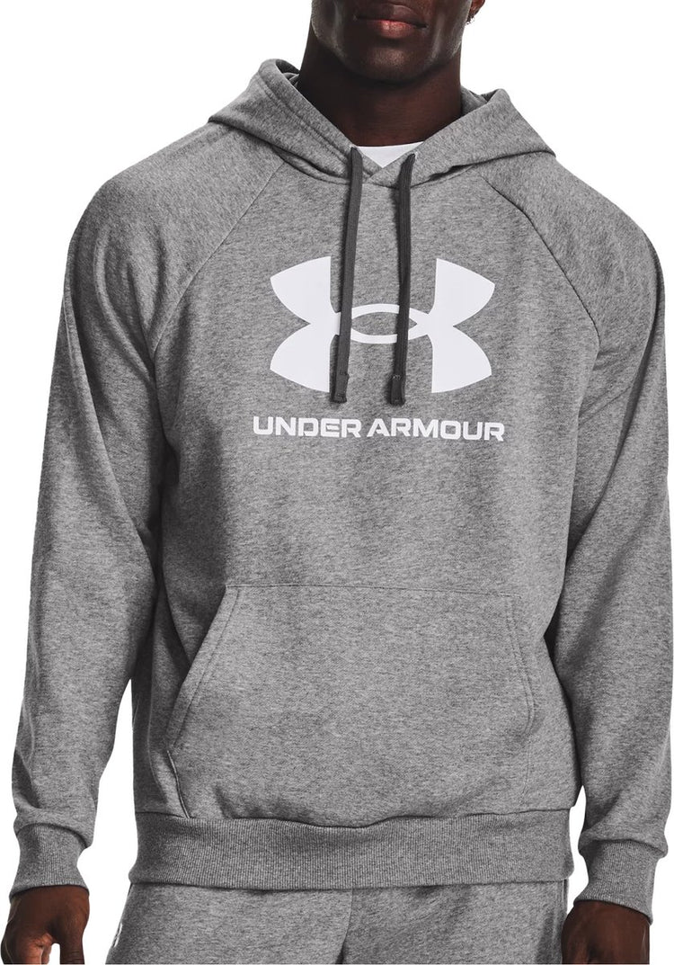 Under Armour UA Rival Fleece Logo HD-Gry Herren-Sportpullover – Castlerock Light Heather – Weiß