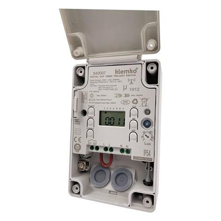 Klemko Dämmerungsschalter 230V 10A Lux einstellbar + Timer inkl. Wochenprogramm.