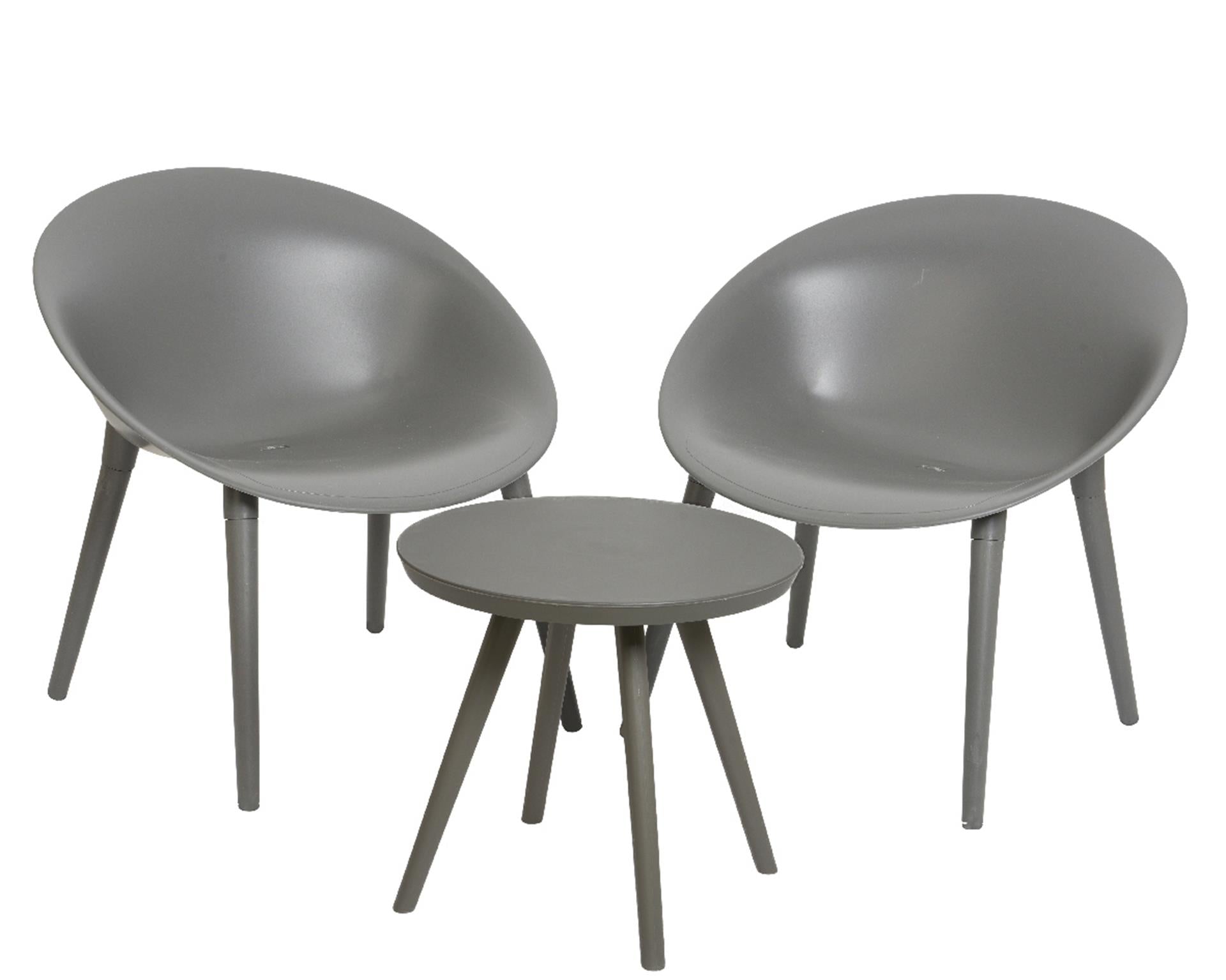 Decoris Gartenset Marbella Kunststoff Anthrazit. 2 Stühle und 1 Tisch.