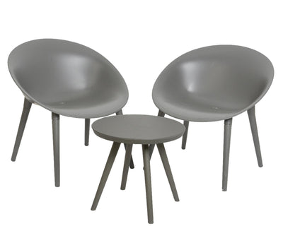 Decoris Gartenset Marbella Kunststoff Anthrazit. 2 Stühle und 1 Tisch.