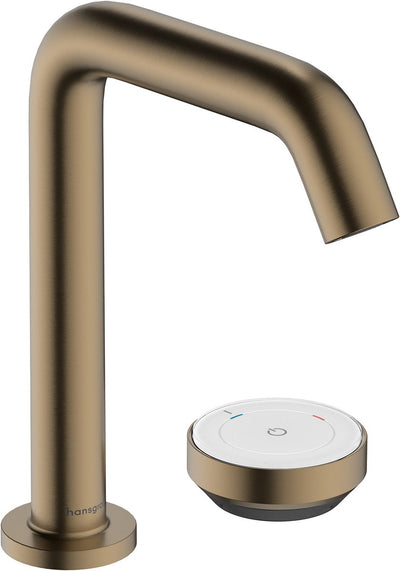 Hansgrohe tecturis s – Waschtischarmatur – Kaltstart energiesparend – mit Ablaufgarnitur – Größe 150 mm – gebürstete Bronze