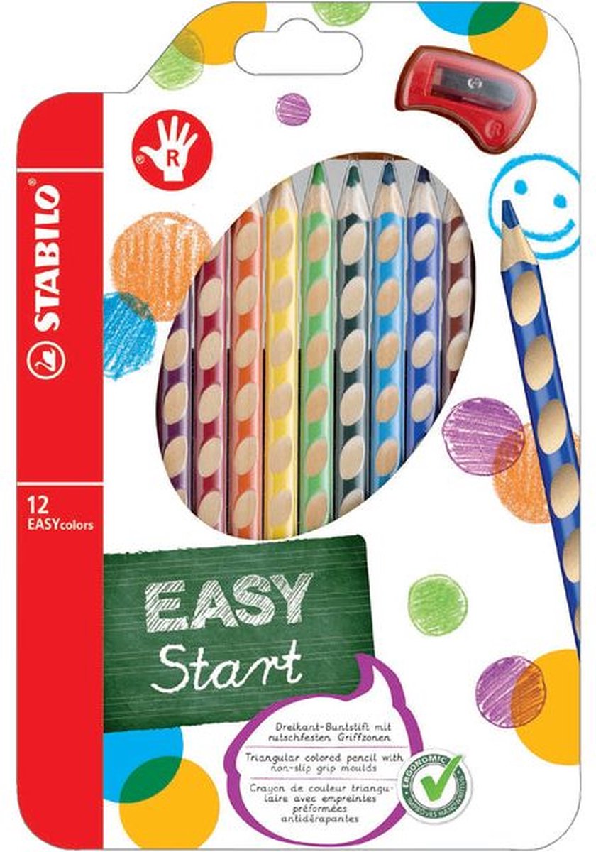 Stabilo Buntstifte 331 Easycolors Rechtshänder inklusive Anspitzer sortiert, Etui à 12 Stück