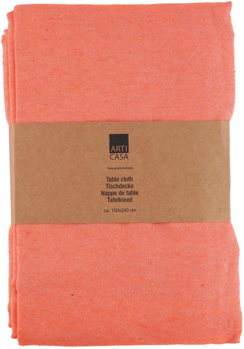 Arti casa Tischdecke 150x240 cm – Tischdecke Orange – Tischdecke Materialmix Polyester Baumwolle – Tischdecke für Esstisch – einfarbiges Design