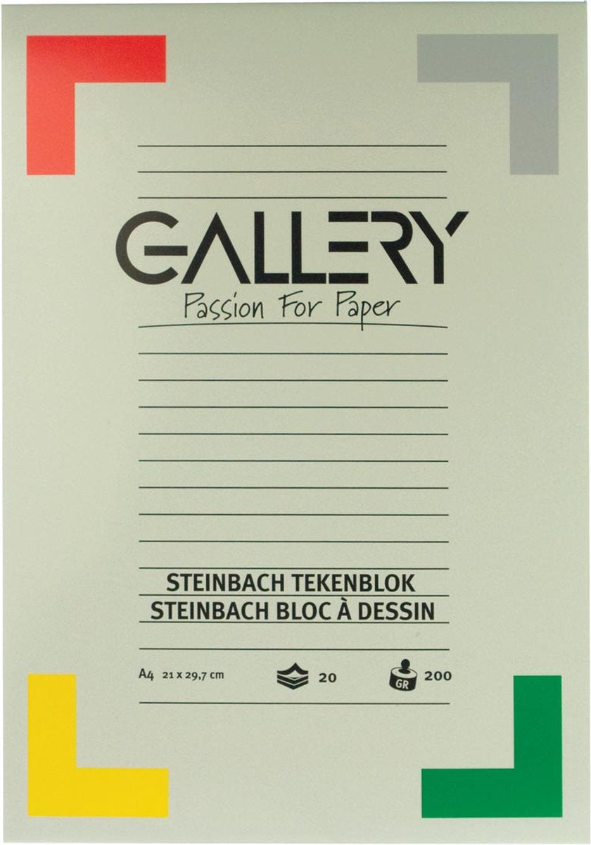 Galerie Steinbach Zeichenblock, gekörnt, Größe 21 x 297 cm (A4), 200 g/m², Block mit 20 Blatt
