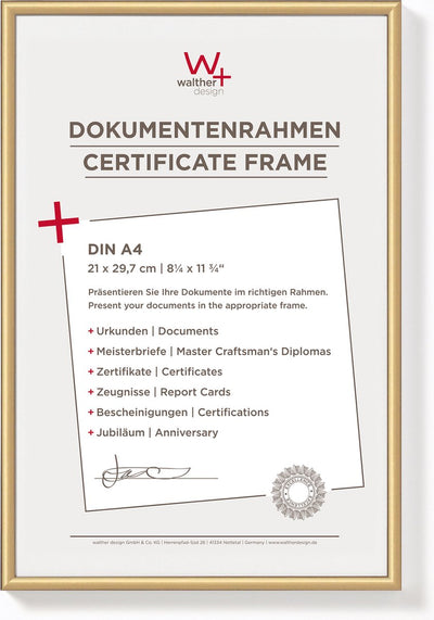 Walther New Lifestyle - Kunststoffrahmen - Fotogröße 21x29,7 cm (Din A4) - Gold