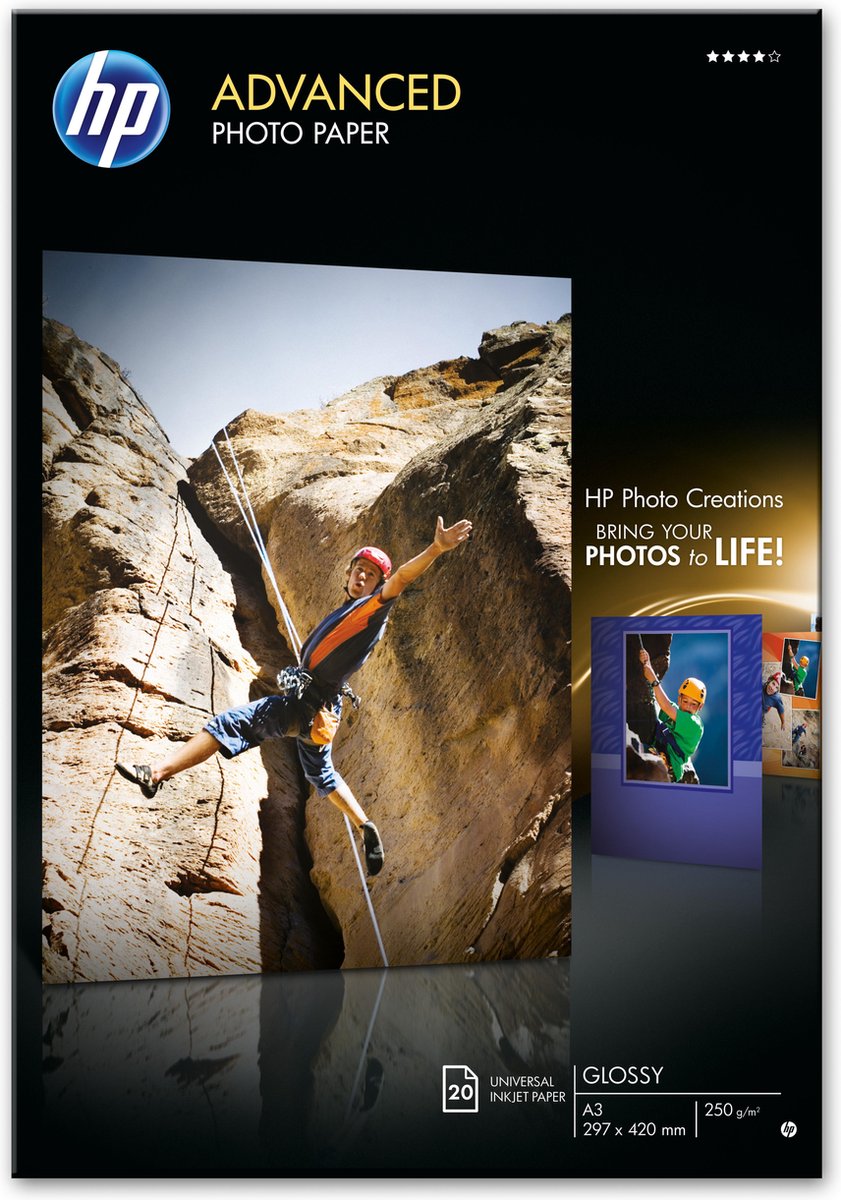 HP Q8697A Fotopapier – A3, 250 g, 20 Blatt