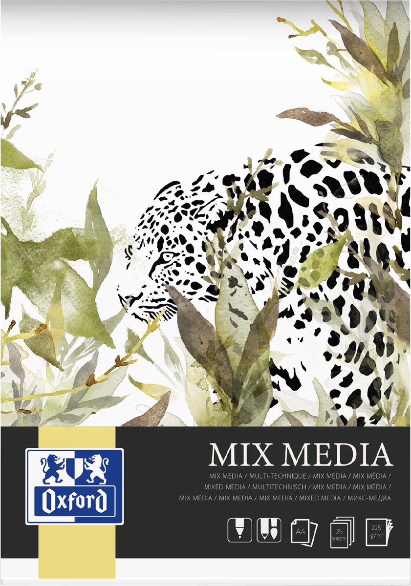 Oxford-Block für gemischte Medien – A4 – 25 Blatt – 225 g
