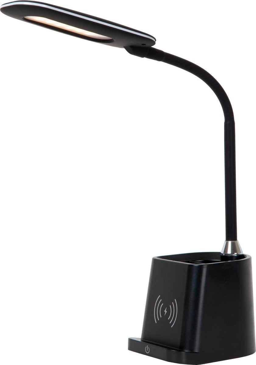 Lucide Penny - Schreibtischlampe - LED dimmbar - 1x4,7 W 3000 K - mit kabellosem Ladegerät - Schwarz