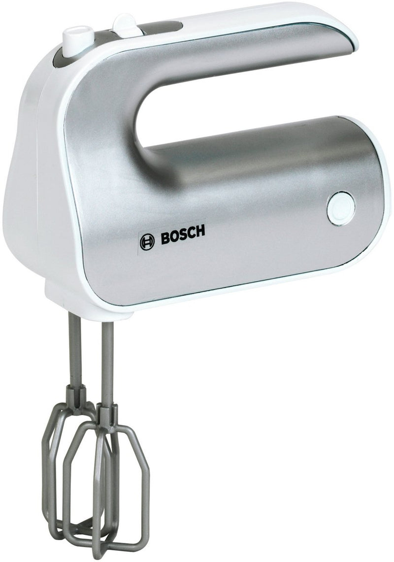Klein Toys Bosch Mini-Spielzeug-Handmixer - 19x7x12 cm - inkl. abnehmbarer und rotierender Schneebesen – Silber