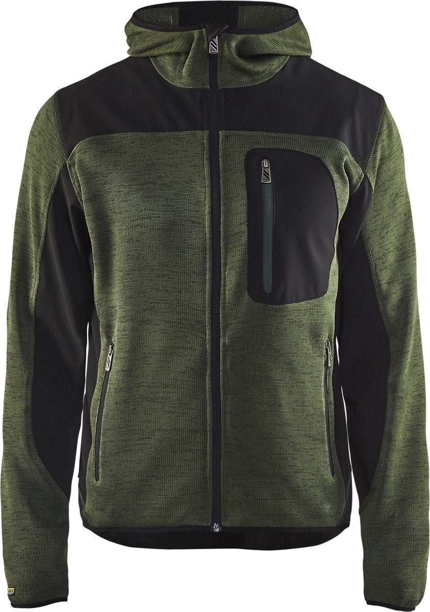 Blåkläder Blaklader Strickjacke mit Softshell 4930-2117 – Armeegrün Schwarz – XXL
