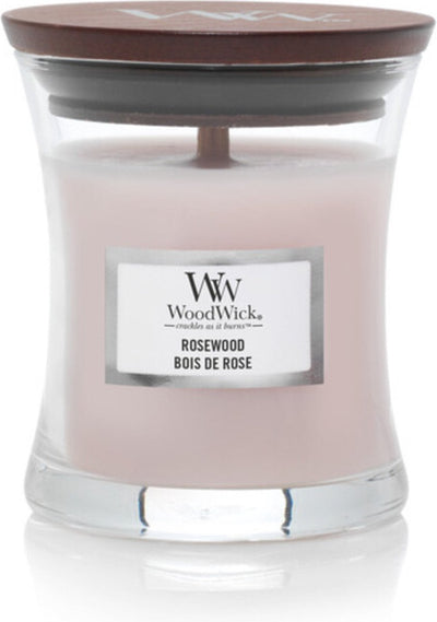 Woodwick Duftkerze Minikerze – Rosenholz – 20 Brennstunden – 85 g – 8 cm ø 7 cm