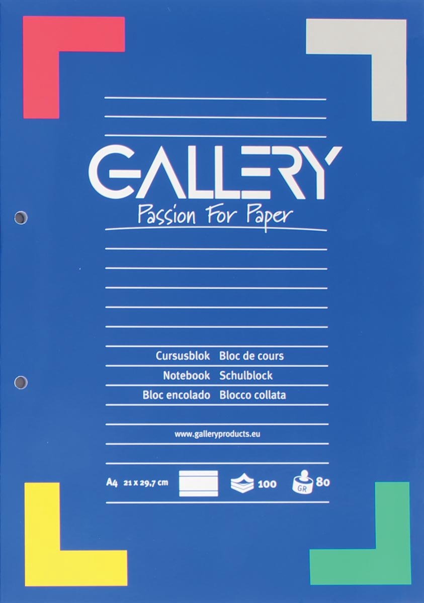 Galerie – Kursblock – A4 – 80 g m² – 2-Loch-Perforation – Linie – 100 Blatt