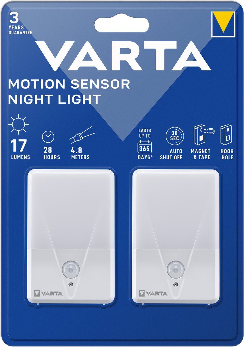 Varta Bewegungsmelder Nachtlicht Twin 16624101402 Nachtlampe mit Bewegungsmelder LED weiß