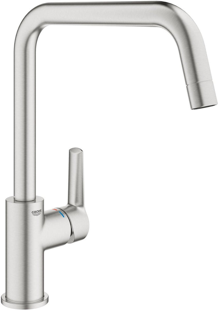 Grohe Start Küchenarmatur - hoher Auslauf - 150° Schwenkbereich - Supersteel (Edelstahloptik)