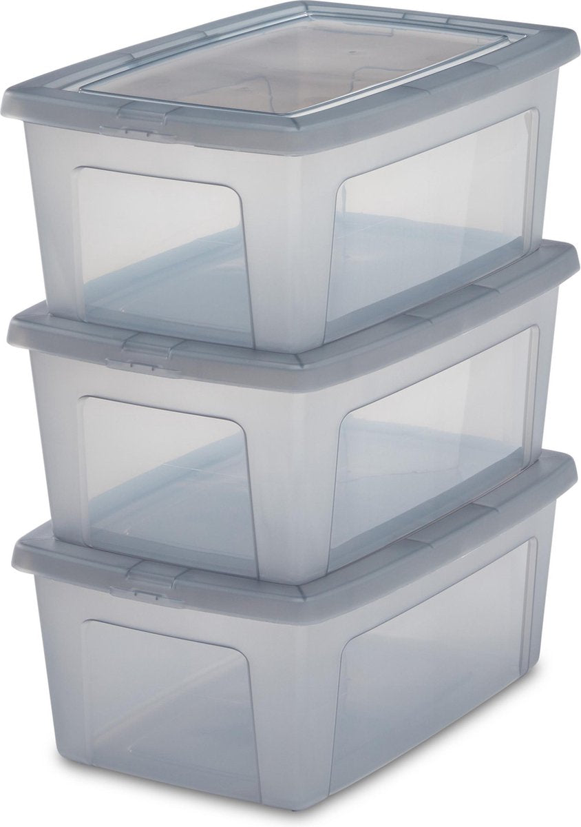 Iris Clearbox Aufbewahrungsbox – 11 l – Kunststoff – grau – 3er-Set
