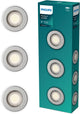 Philips LED Philips Peridot Einbaustrahler – GU10-Fassung – Nickel – rund – fester Kopf – 3er-Pack