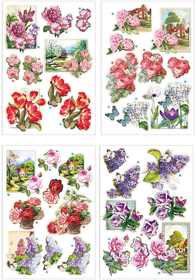 Creativ Company 3D-Bögen, Blumen und Schmetterlinge, Blatt 21x30 cm, 4 Blatt 1 Box