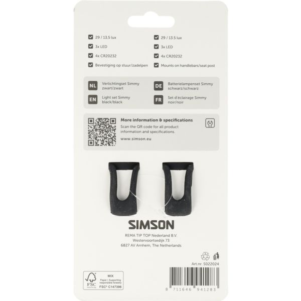 Simson Beleuchtungsset Simmy Akku LED 29 13,5lux
