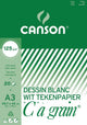 Canson - weißes Zeichenpapier A3 - 'c'à Grain 125 g m² - 20 Blatt - 1 Stück