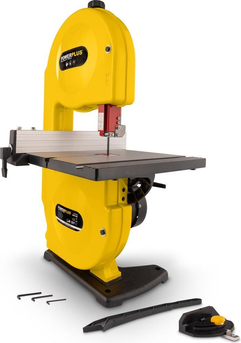 Powerplus Elektrobandsäge Powx180 - 350W Sägemaschine - 300x300mm Tisch - Parallelführung Eckführung - mit 1 Zub.