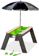 Exit Toys Exit Axent Sand-Wassertisch – mit Sonnenschirm Gartengeräte – Wassertisch Kinder – Sandkasten – Holz – draußen