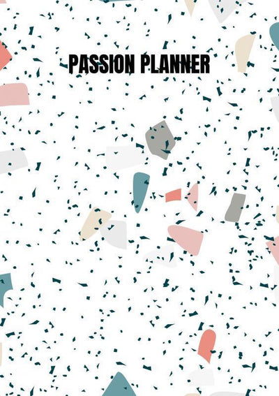 Passionsplaner – 12 Monate – wöchentlich – A5 – Softcover – Marmorblau – alles bequem