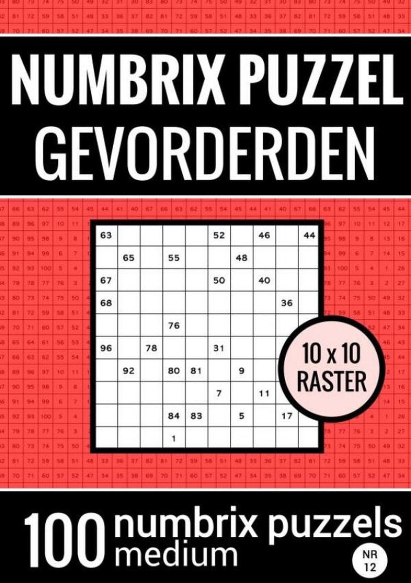 Markenloses Sans-Marque-Numbrix-Rätselmedium für Fortgeschrittene – Rätselbuch mit 100 Numbrix-Rätseln – Nr. 12