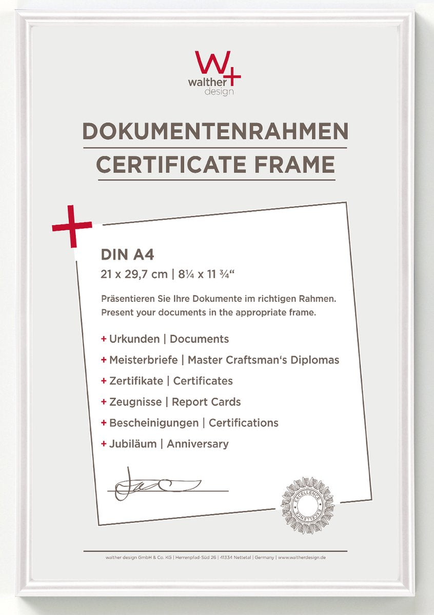 Walther Galeria - Kunststoffrahmen - Fotogröße 21 x 29,7 cm (Din A4) - Weiß