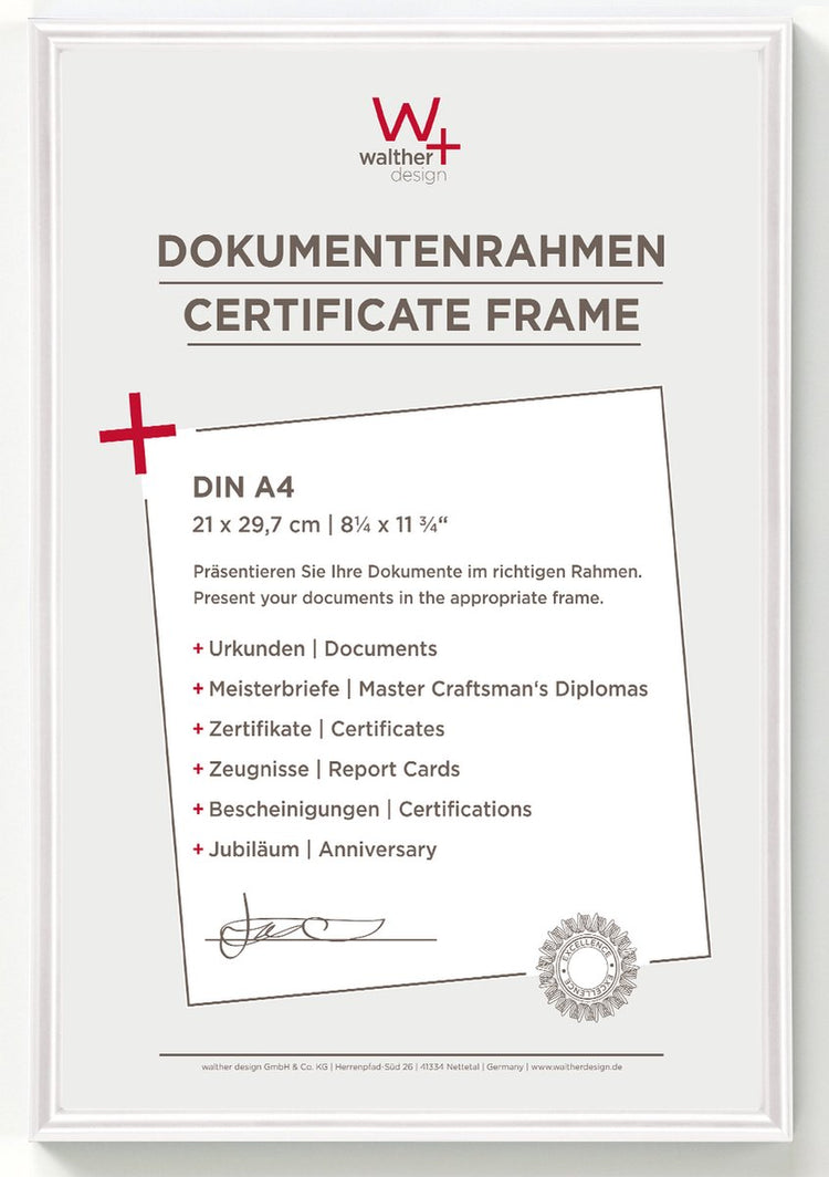 Walther Galeria - Kunststoffrahmen - Fotogröße 21 x 29,7 cm (Din A4) - Weiß