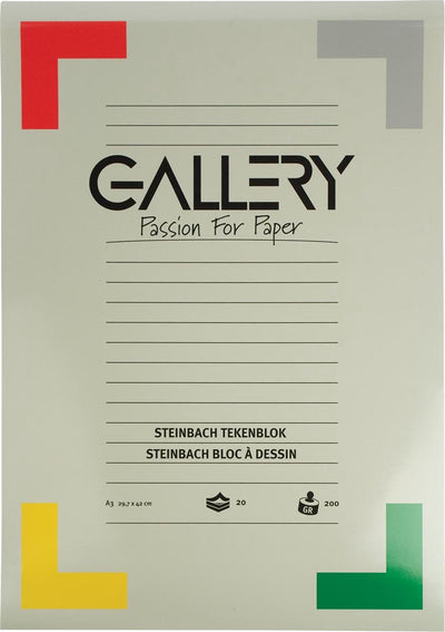 Galerie Steinbach Zeichenblock, gekörnt, Größe 297 x 42 cm (A3), 200 g/m², Block mit 20 Blatt