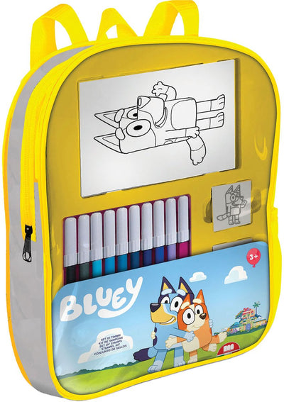 Multiprint Bluey -Rucksack mit Briefmarken und Filzstiften