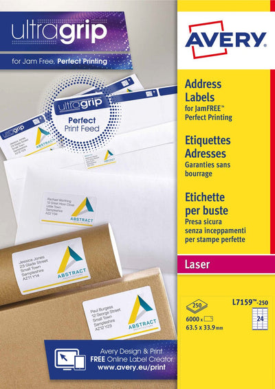 Avery Etiketten Quickpeel Format 635 x 339 mm (B x H) 6.000 Stück 24 pro Blatt