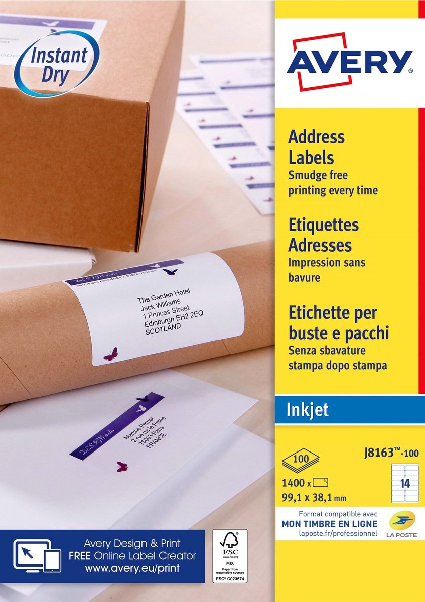 Avery weißes Adressetikett – Tintenstrahl – j8163