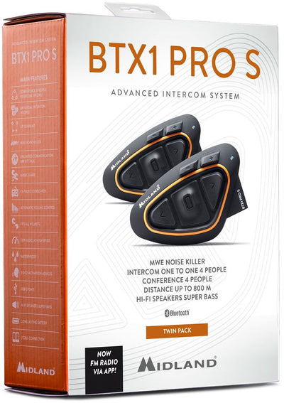 Midland BTX-1 Pro S Bluetooth-Motorrad-Gegensprechanlage-Set = 2