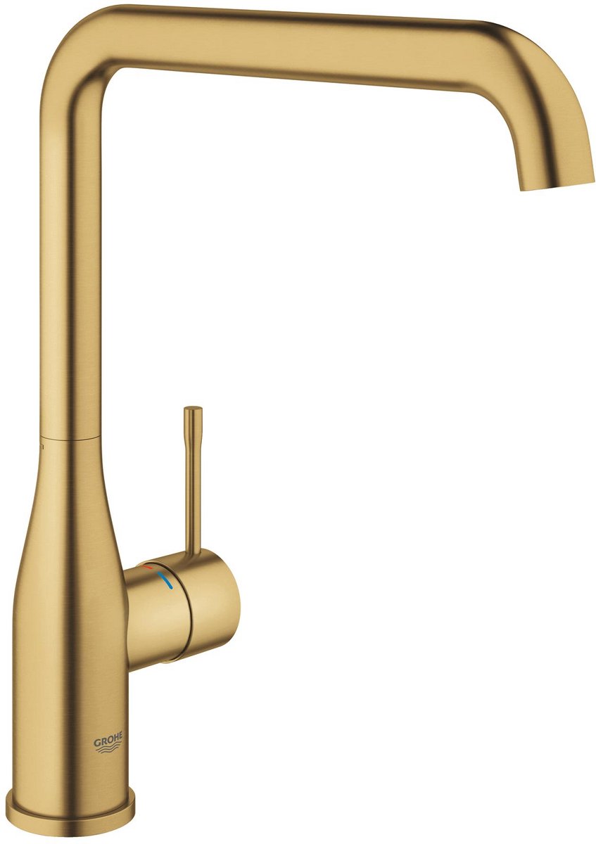Grohe Essence Küchenmischbatterie – hoher Auslauf – Cool Sunrise gebürstet (Mattgold)