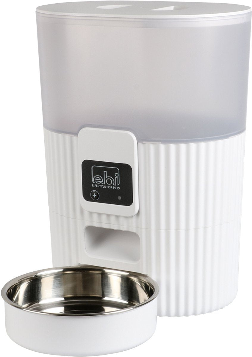 Ebi Tinago – Smart Feeder – automatischer Katzenfutterautomat – weiß – 3,5 l – 21 x 15 x 28 cm
