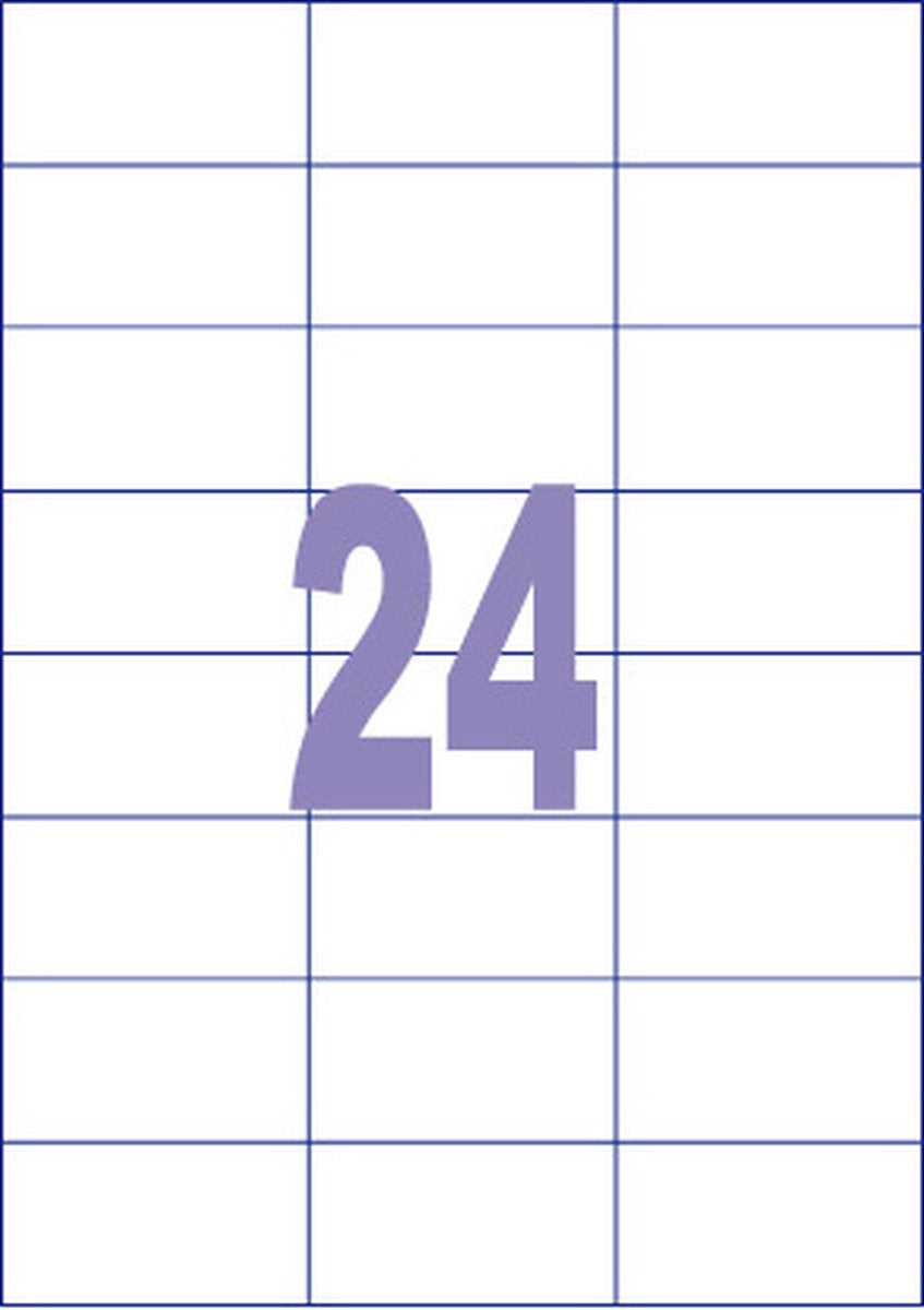 Kangaro-Etiketten – universell – selbstklebend – Tintenstrahl-Laserkopie – 70 x 37 mm – 100 Blatt – 24 Aufkleber pro Blatt – k-7037