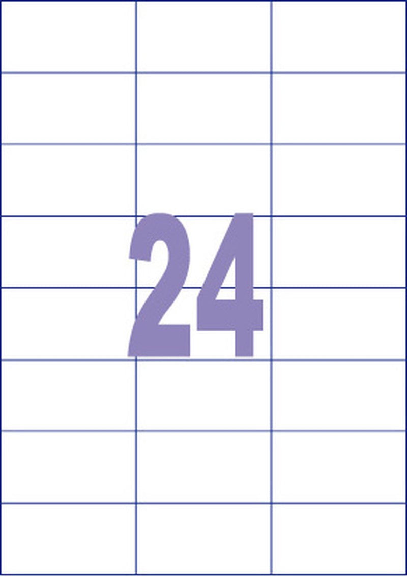 Kangaro-Etiketten – universell – selbstklebend – Tintenstrahl-Laserkopie – 70 x 37 mm – 100 Blatt – 24 Aufkleber pro Blatt – k-7037