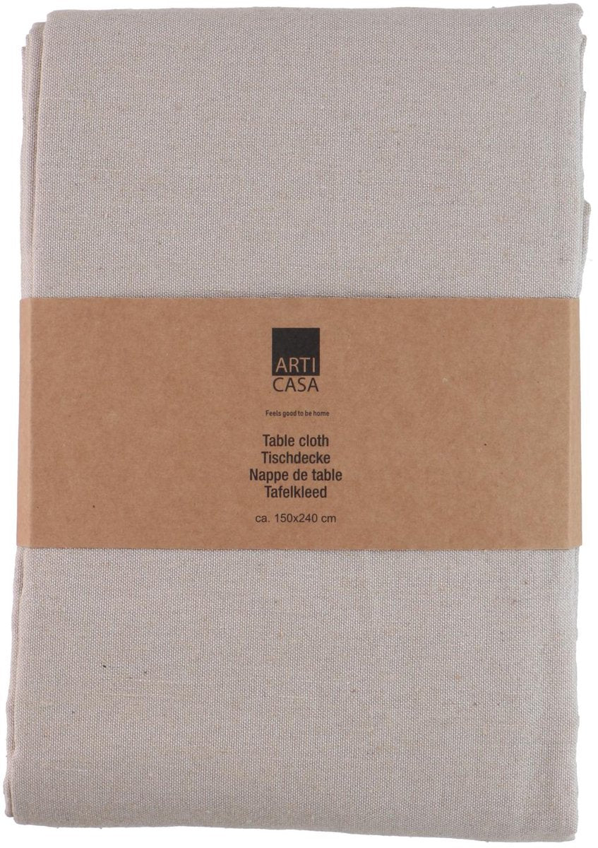 Arti casa Tischdecke 150x240 cm – Tischdecke – Tischdecke Materialmix Polyester Baumwolle – Tischdecke für Esstisch – einfarbiges Design – Beige