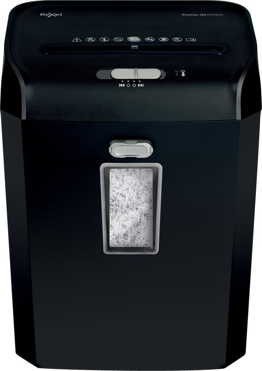 Rexel Promax QS Rex823 Aktenvernichter – P4 vernichtet – bis zu 8 Blatt – 12 l – Schwarz