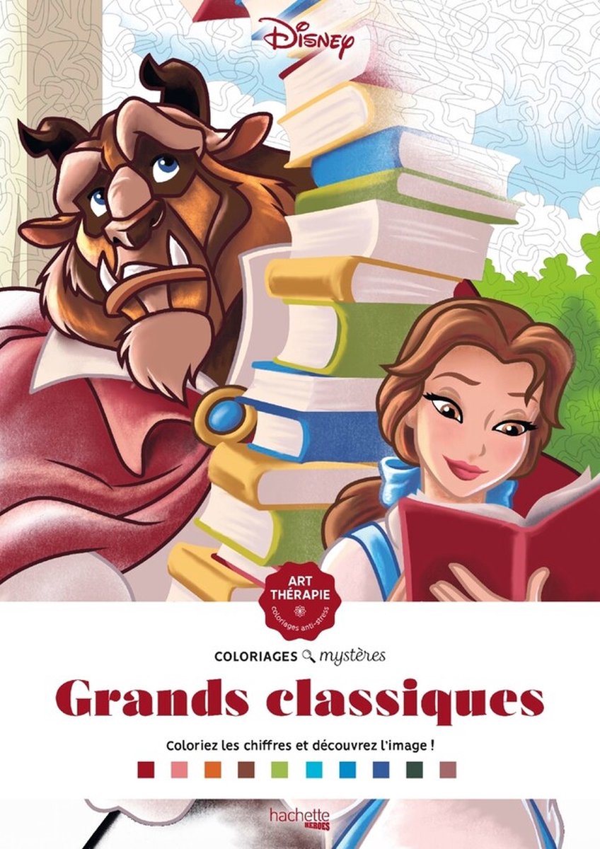 Hachette Helden Disney Grand Bloc Coloriages Mystères Grands Classiques – Malen nach Zahlen Farbblock für Erwachsene
