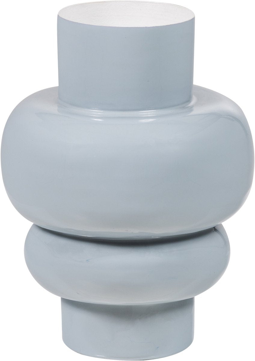 Woood Auri Vase 20 cm – Metall – Hochglanz hellgrau – 27 x 20 x 20 cm