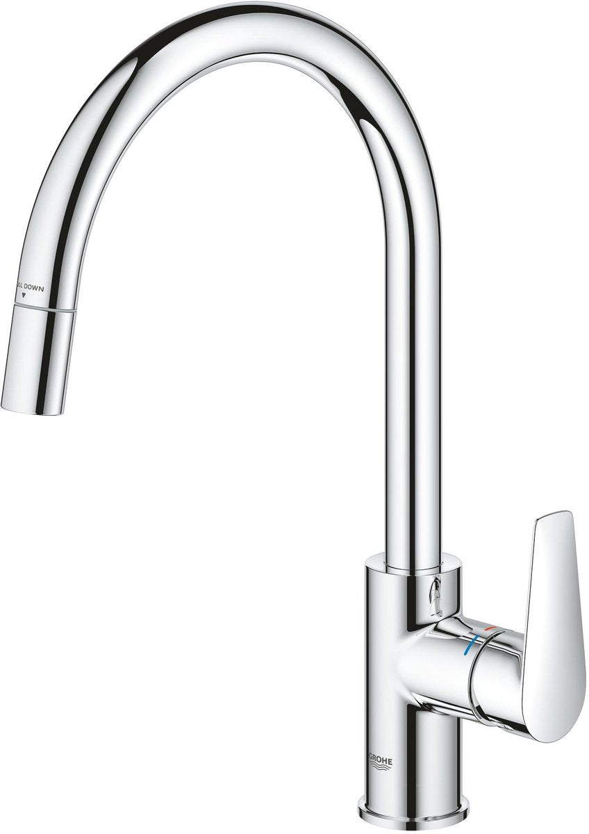 Grohe Startge Küchenmischbatterie – herausziehbare Handbrause – 360° drehbar – Chrom