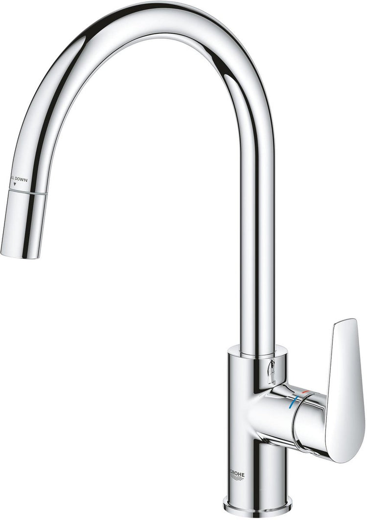 Grohe Startge Küchenmischbatterie – herausziehbare Handbrause – 360° drehbar – Chrom